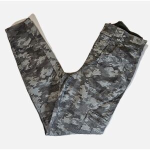 Spanx Cargo Pants‎ Womens Medium Gray Camo Twill Tapered Leg Pull On Stretch